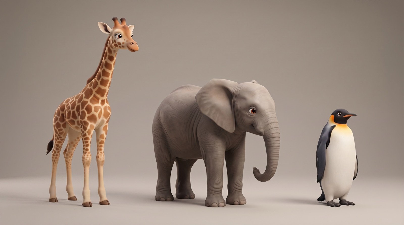Animal trio sheet — giraffe, elephant and zebra design set
