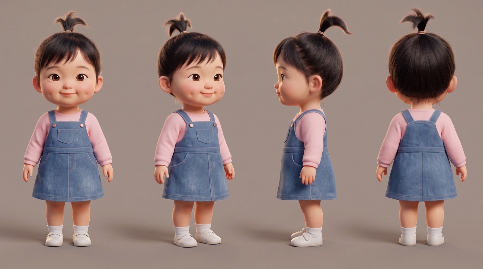 Ellie hair option — sprout ponytail, denim look